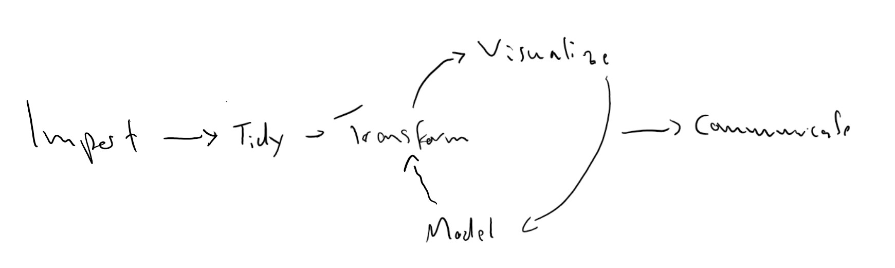 A sketch of the different steps in the data analysis workflow.